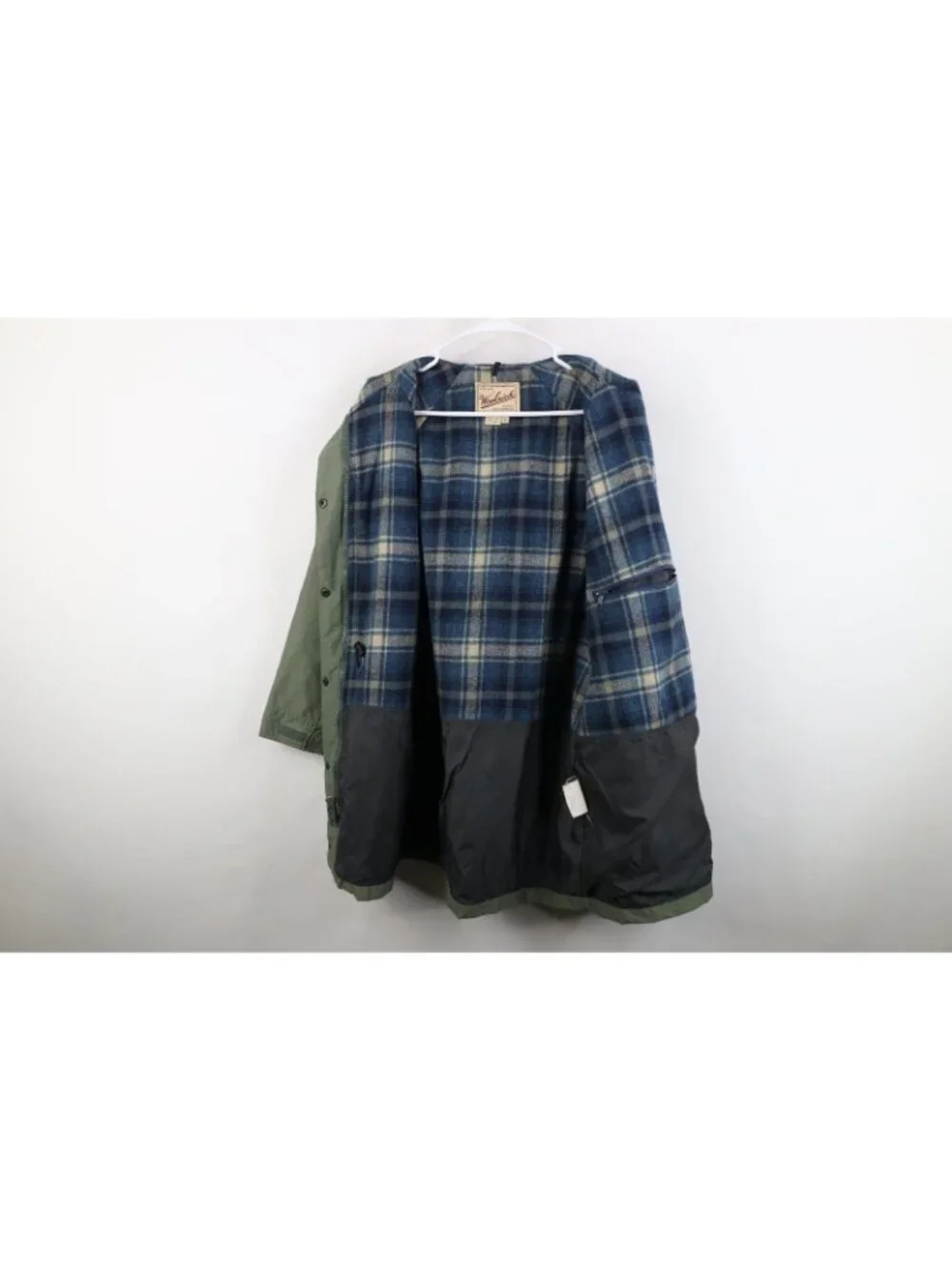 Vintage 90s Woolrich Mens Small Distressed Wool Lined Hooded Parka Jacket Rain - Picture 13 of 16